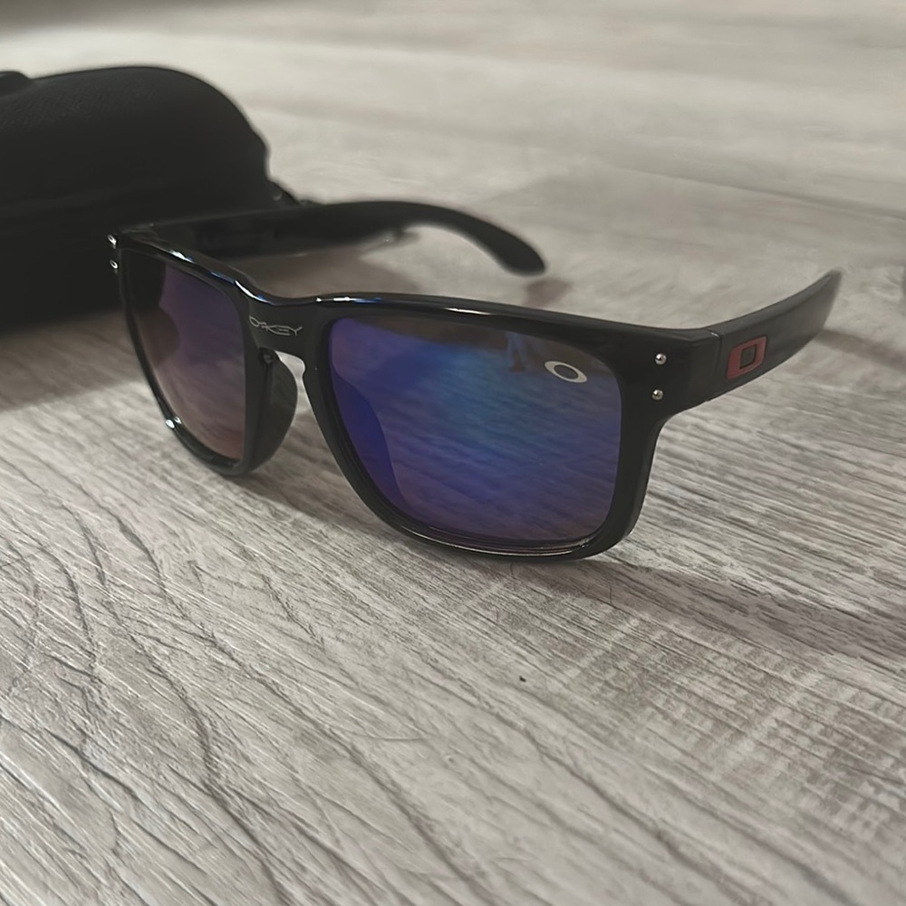 Oakley Shades with Black Frame and Blue Tint